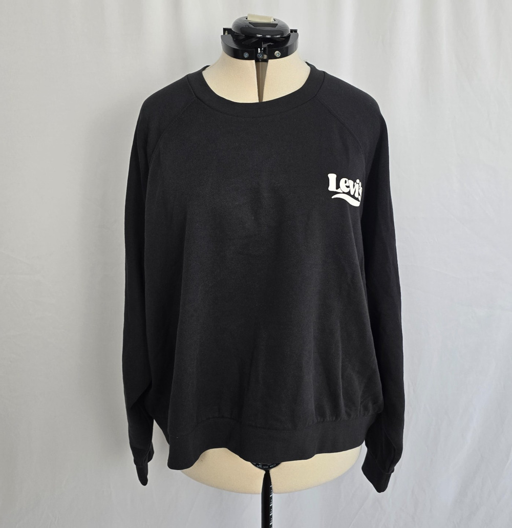 Levi's Logo Sweatshirt Women's 3X Black & White Long Sleeve Crew Neck NWT